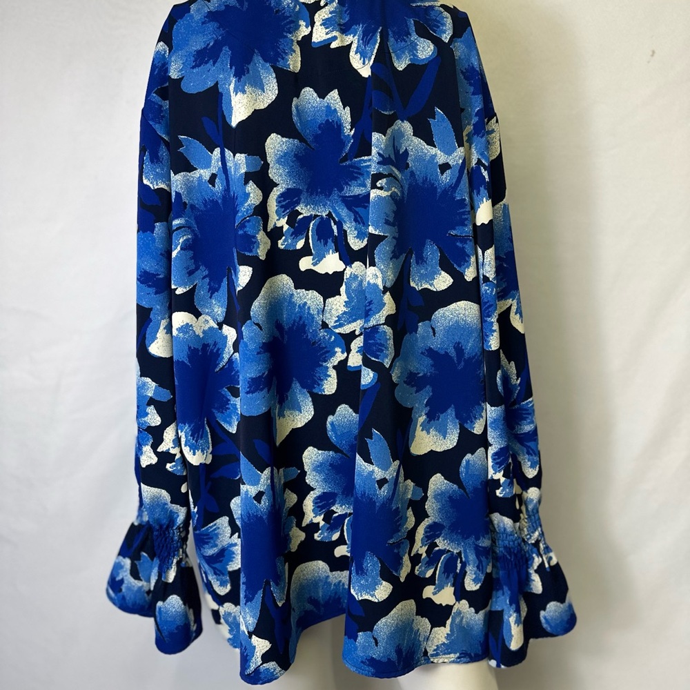STUNNING STUDIO PARK BRAND 3X MULTICOLORED BLOUSE Blue Black White Long Sleeve - Picture 5 of 5